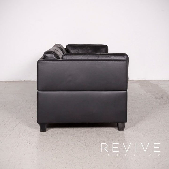 Brühl Carrée Designer Leder Sofa Schwarz Echtleder Dreisitzer Couch #7028