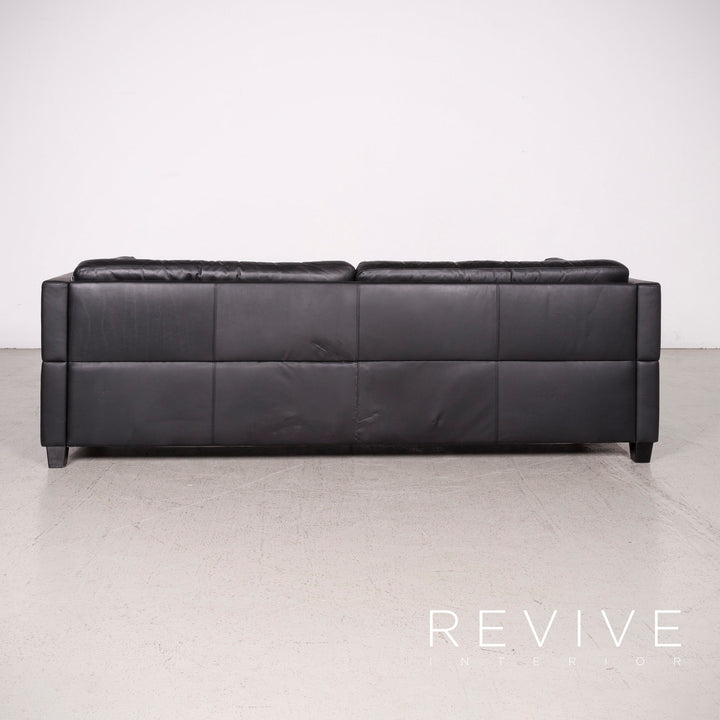 Brühl Carrée Designer Leder Sofa Schwarz Echtleder Dreisitzer Couch #7028