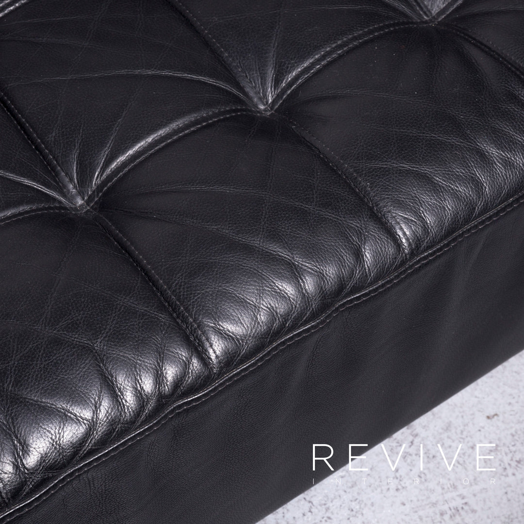 Brühl Carrée Designer Leder Sofa Hocker Garnitur Schwarz Echtleder Zweisitzer Dreisitzer Couch #7247