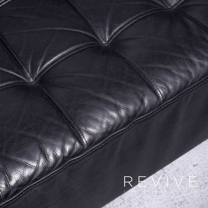 Brühl Carrée Designer Leder Sofa Hocker Garnitur Schwarz Echtleder Zweisitzer Dreisitzer Couch #7247