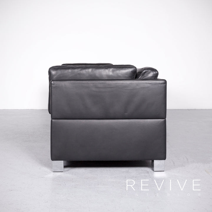 Brühl Carrée Designer Leder Sofa Hocker Garnitur Schwarz Echtleder Zweisitzer Dreisitzer Couch #7247