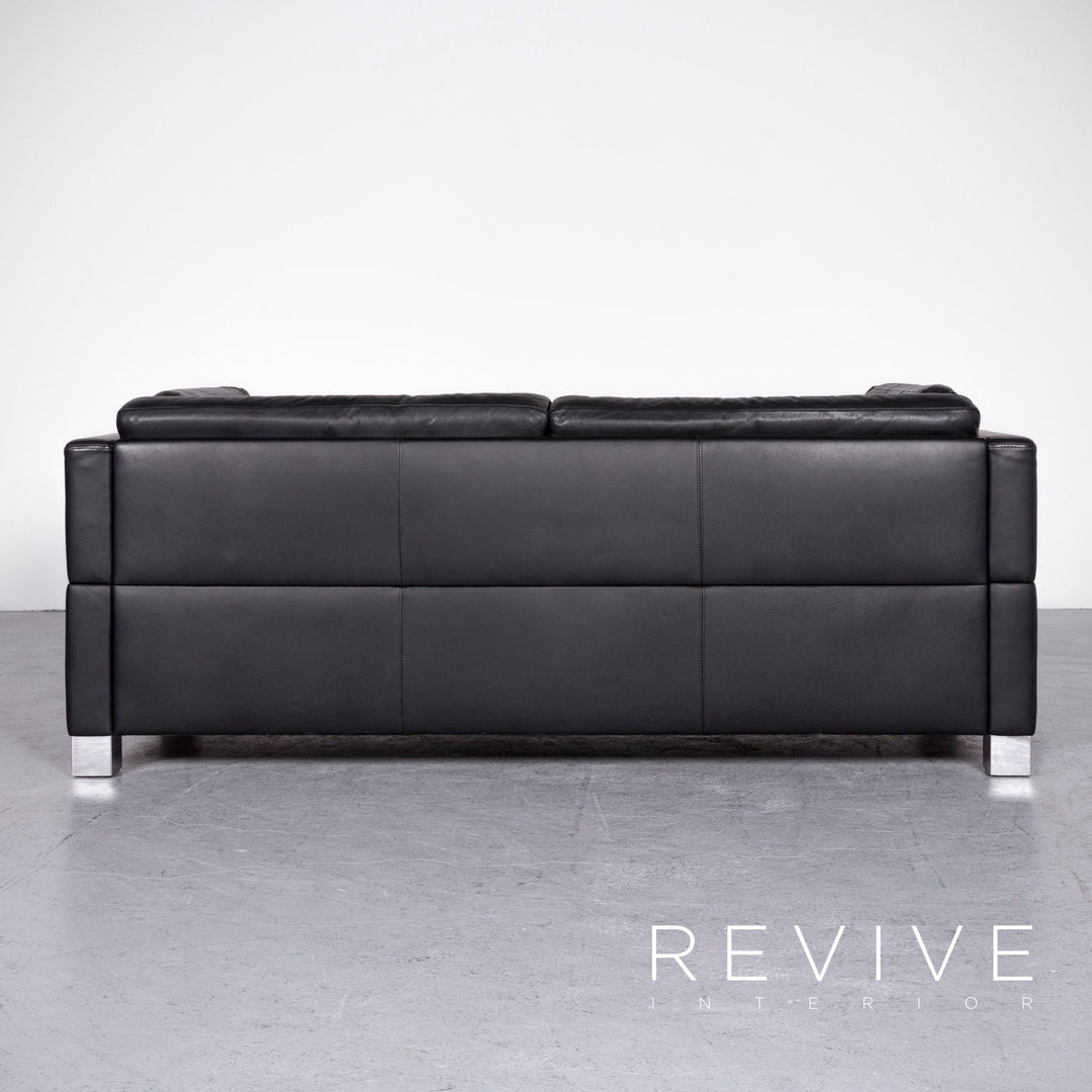 Brühl Carrée Designer Leder Sofa Hocker Garnitur Schwarz Echtleder Zweisitzer Dreisitzer Couch #7247