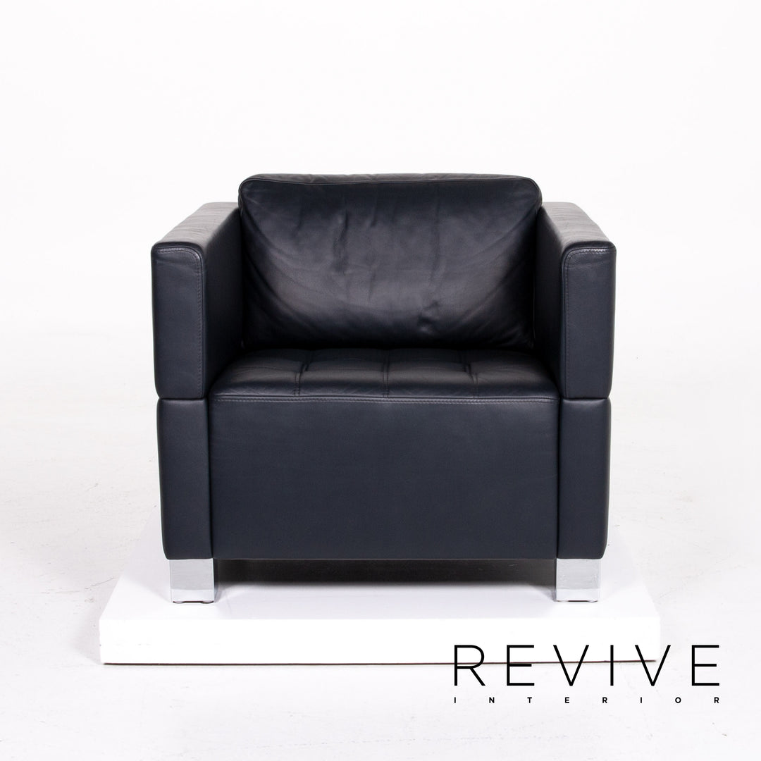 Brühl & Sippold Carrée Leder Sessel Dunkelblau Blau #14196