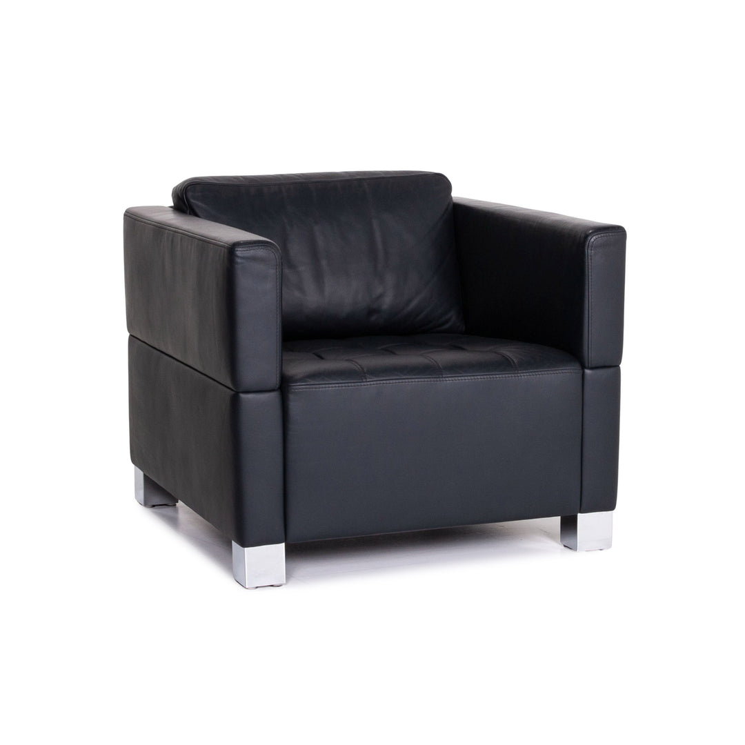 Brühl & Sippold Carrée Leder Sessel Dunkelblau Blau #14196