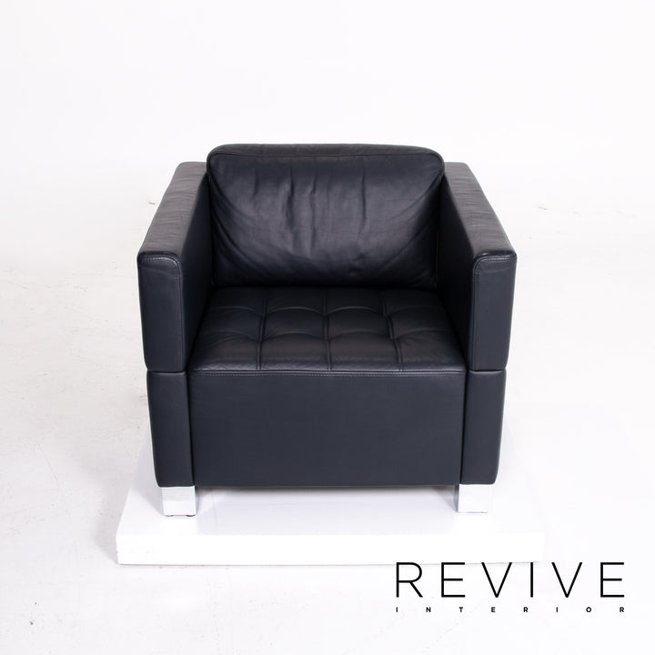 Brühl & Sippold Carrée Leder Sessel Dunkelblau Blau #14196