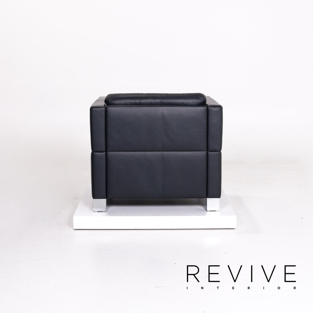 Brühl & Sippold Carrée Leder Sessel Dunkelblau Blau #14196