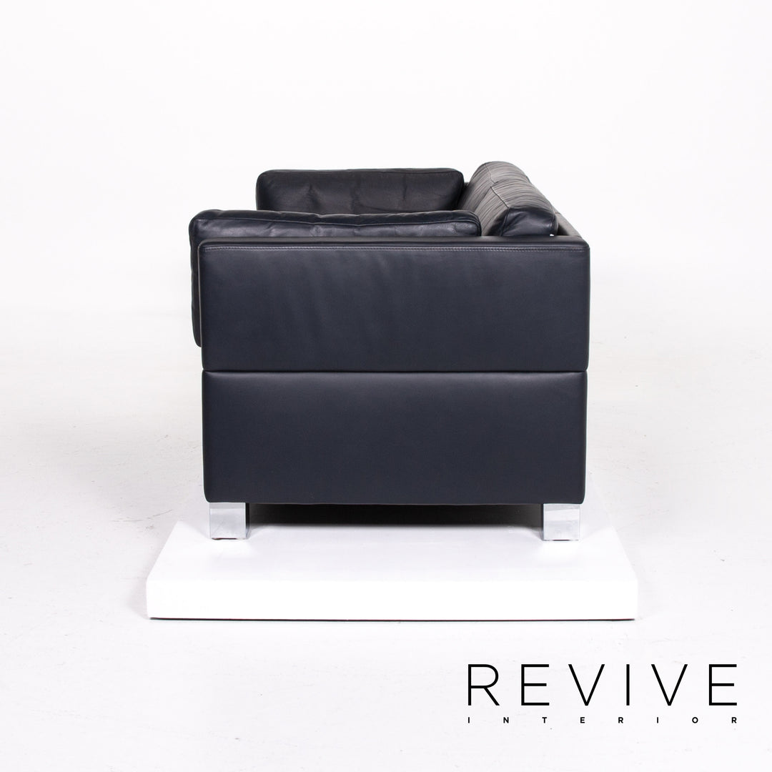 Brühl & Sippold Carrée Leder Sofa Dunkelblau Blau Dreisitzer Couch #14198