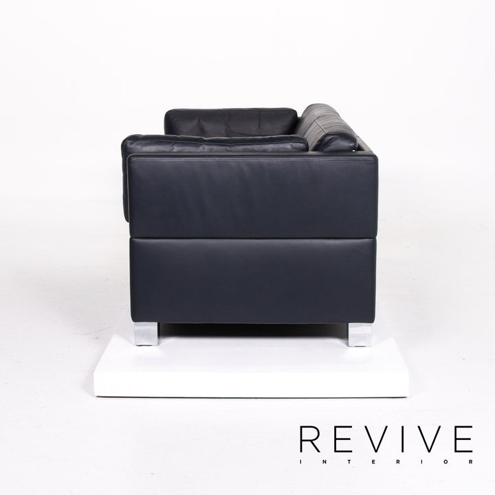 Brühl & Sippold Carrée Leder Sofa Dunkelblau Blau Dreisitzer Couch #14198