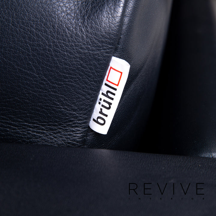 Brühl & Sippold Carrée Leder Sofa Dunkelblau Blau Dreisitzer Couch #14198