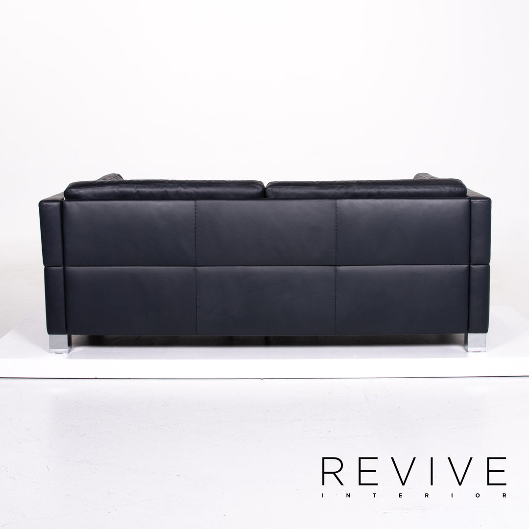 Brühl & Sippold Carrée Leder Sofa Dunkelblau Blau Dreisitzer Couch #14198