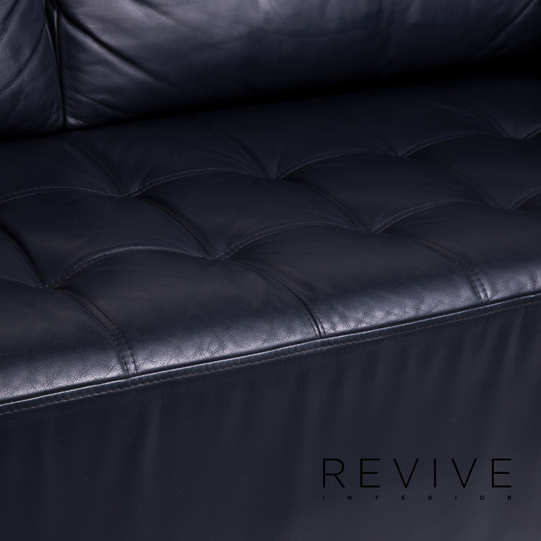 Brühl & Sippold Carrée Leder Sofa Dunkelblau Blau Dreisitzer Couch #14198