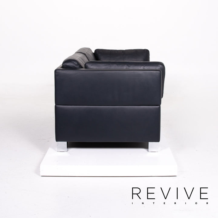 Brühl & Sippold Carrée Leder Sofa Dunkelblau Blau Dreisitzer Couch #14198