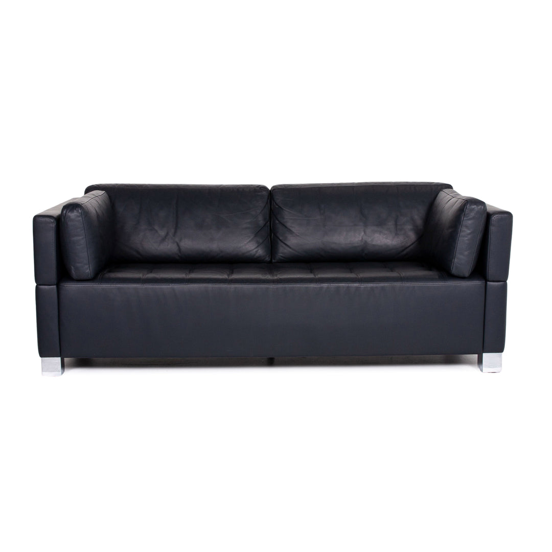 Brühl & Sippold Carrée Leder Sofa Dunkelblau Blau Dreisitzer Couch #14198