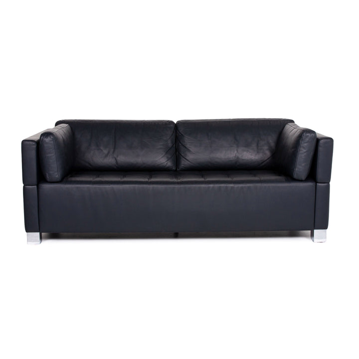Brühl & Sippold Carrée Leder Sofa Dunkelblau Blau Dreisitzer Couch #14198