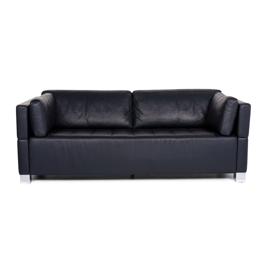 Brühl & Sippold Carrée Leder Sofa Dunkelblau Blau Dreisitzer Couch #14198