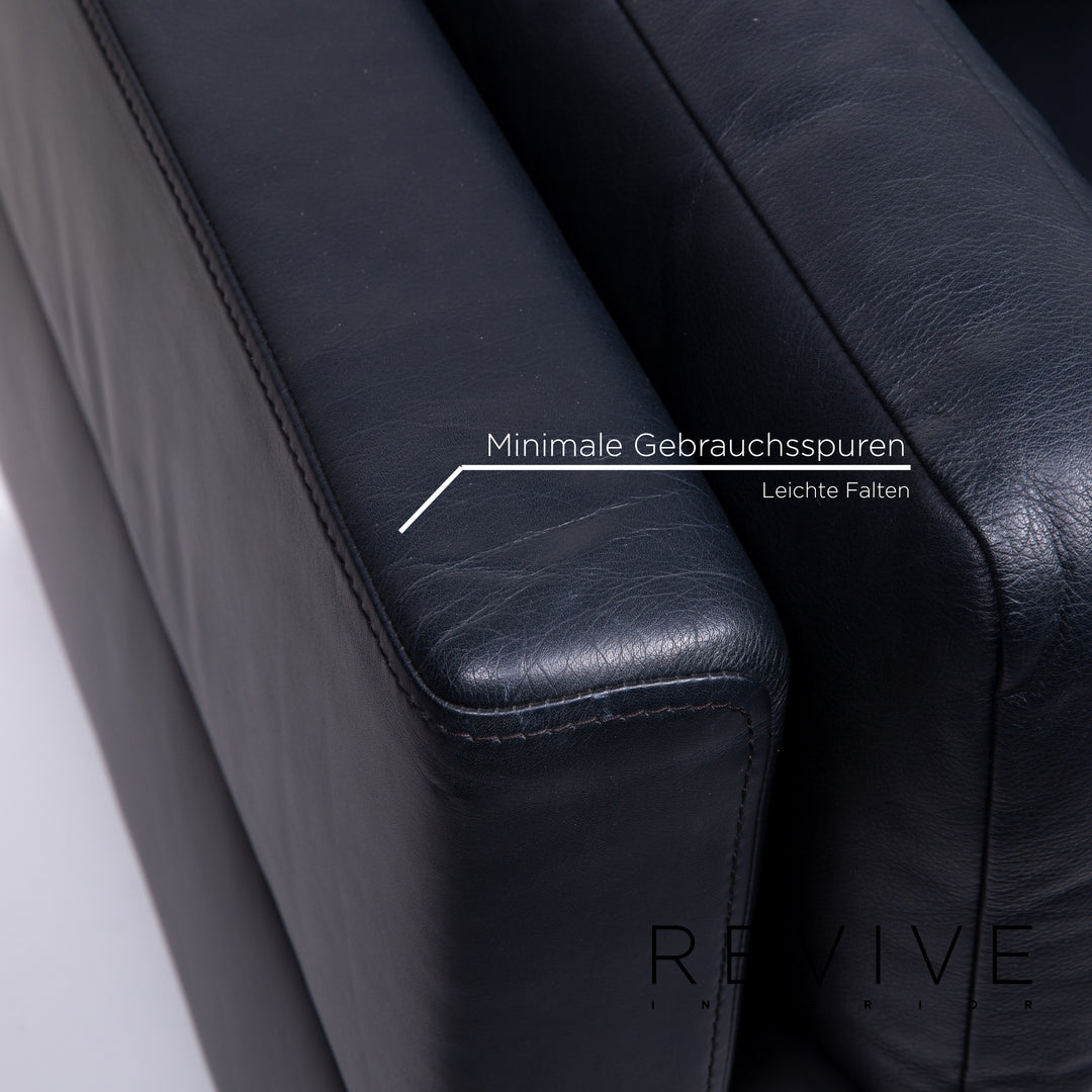 Brühl & Sippold Carrée Leder Sofa Dunkelblau Blau Dreisitzer Couch #14198