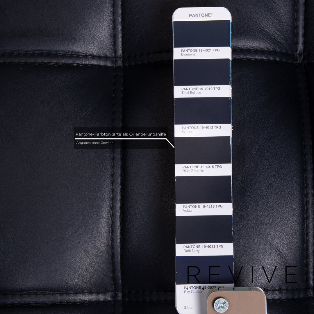 Brühl & Sippold Carrée leather sofa set dark blue blue 1x three-seater 1x armchair couch #14328