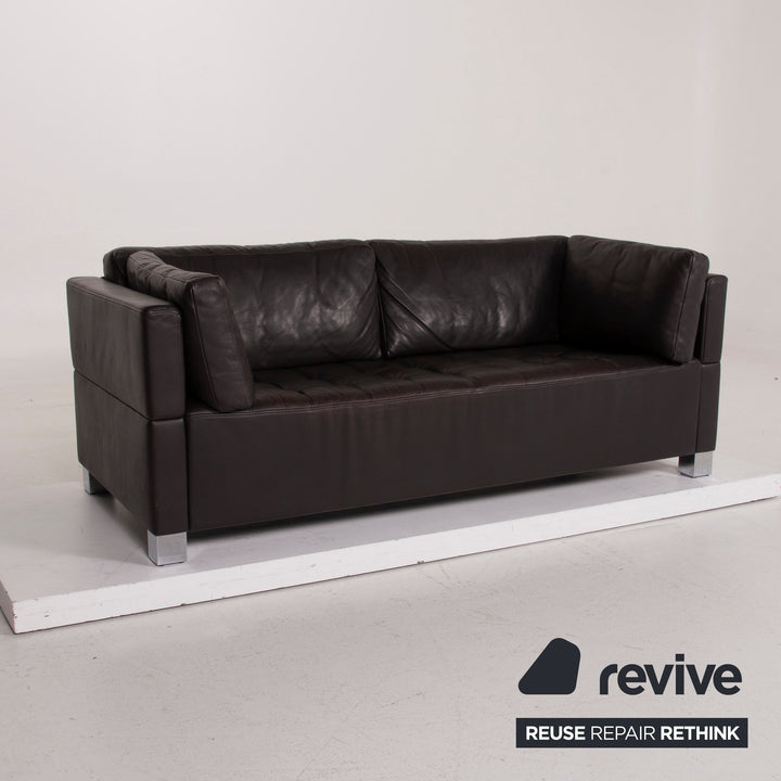 Brühl Carrée Leder Sofa Schwarz Dreisitzer #15041