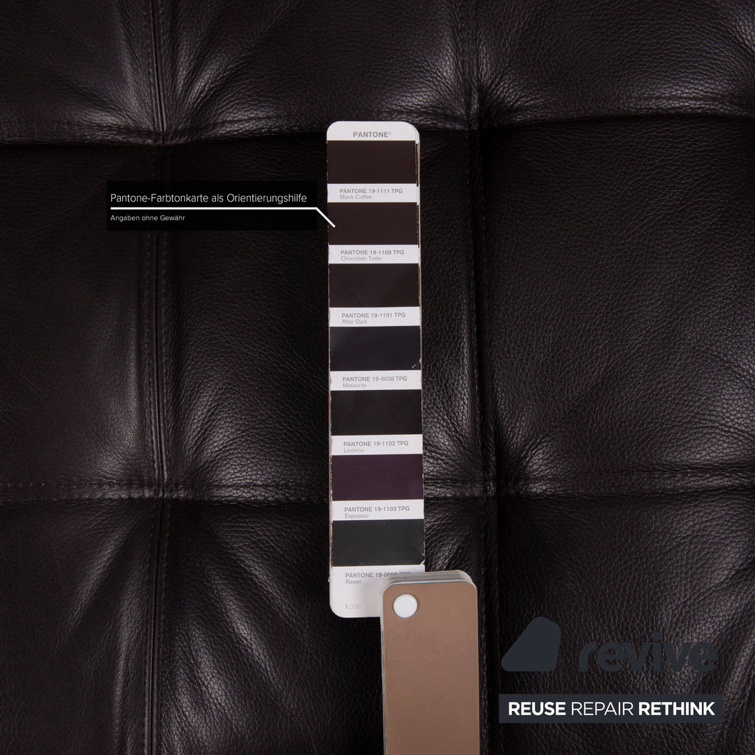 Brühl Carrée Leder Sofa Schwarz Dreisitzer #15041