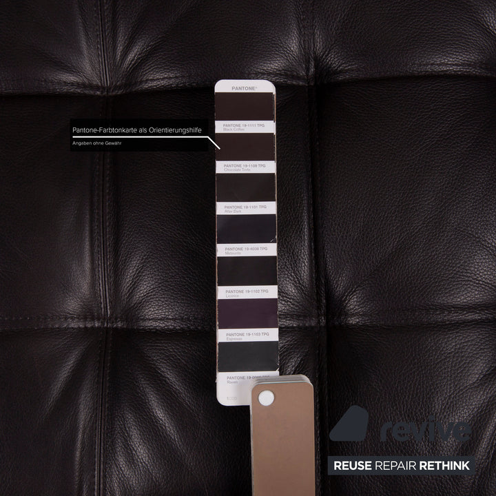 Brühl Carrée Leder Sofa Schwarz Dreisitzer #15041