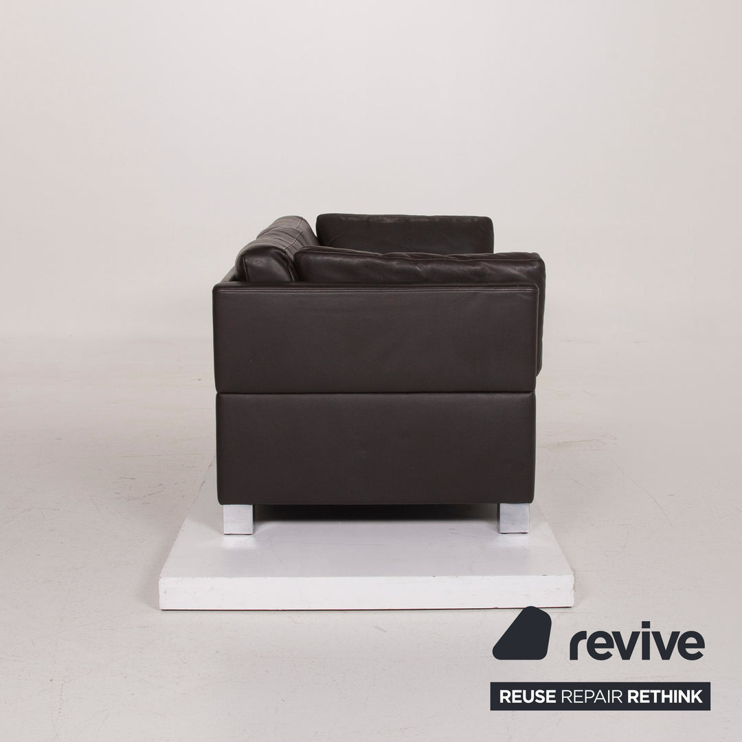Brühl Carrée Leder Sofa Schwarz Dreisitzer #15041