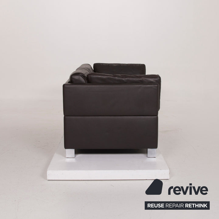 Brühl Carrée Leder Sofa Schwarz Dreisitzer #15041