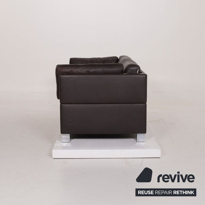 Brühl Carrée Leder Sofa Schwarz Dreisitzer #15041