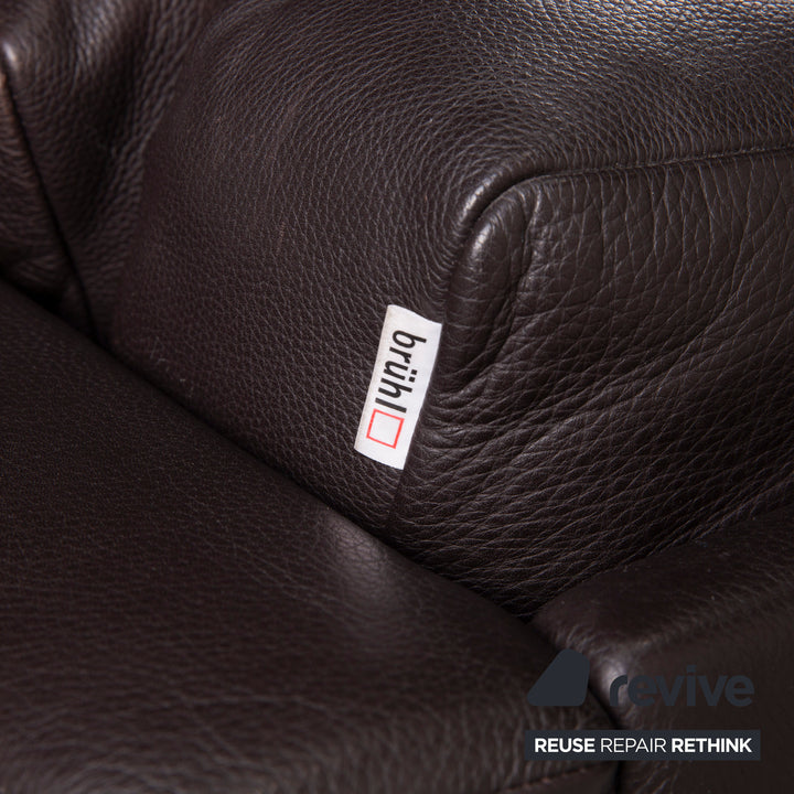 Brühl Carrée Leder Sofa Schwarz Dreisitzer #15041