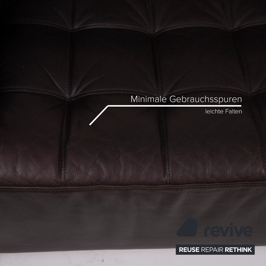 Brühl Carrée Leder Sofa Schwarz Dreisitzer #15041