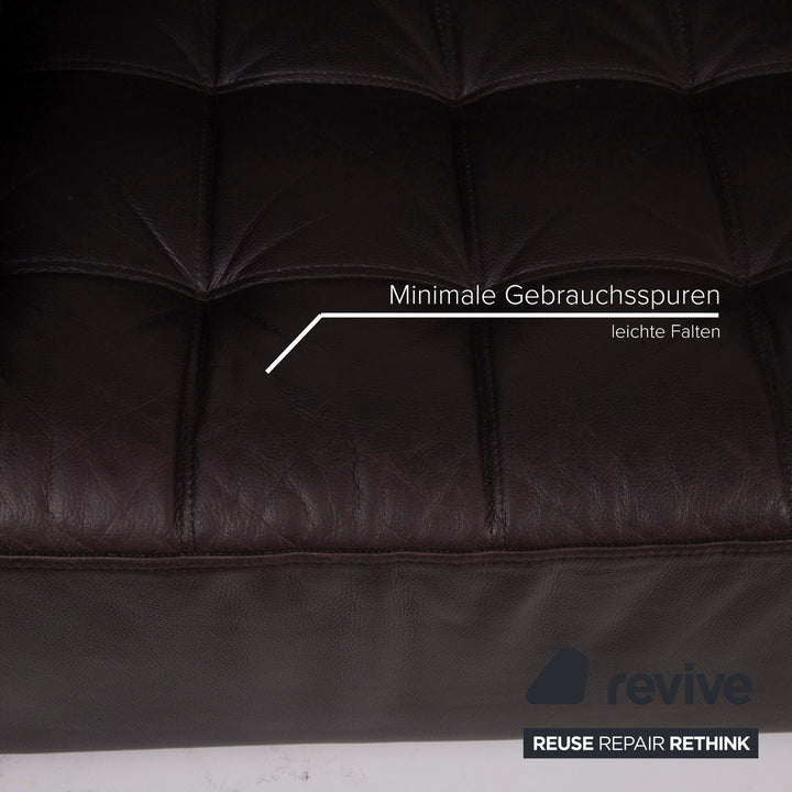 Brühl Carrée Leder Sofa Schwarz Dreisitzer #15041