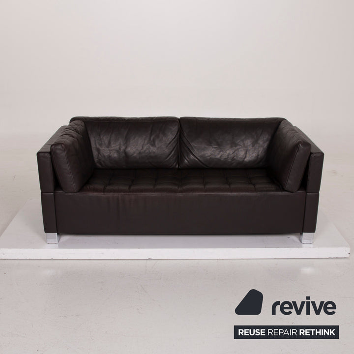 Brühl Carrée Leder Sofa Schwarz Dreisitzer #15041