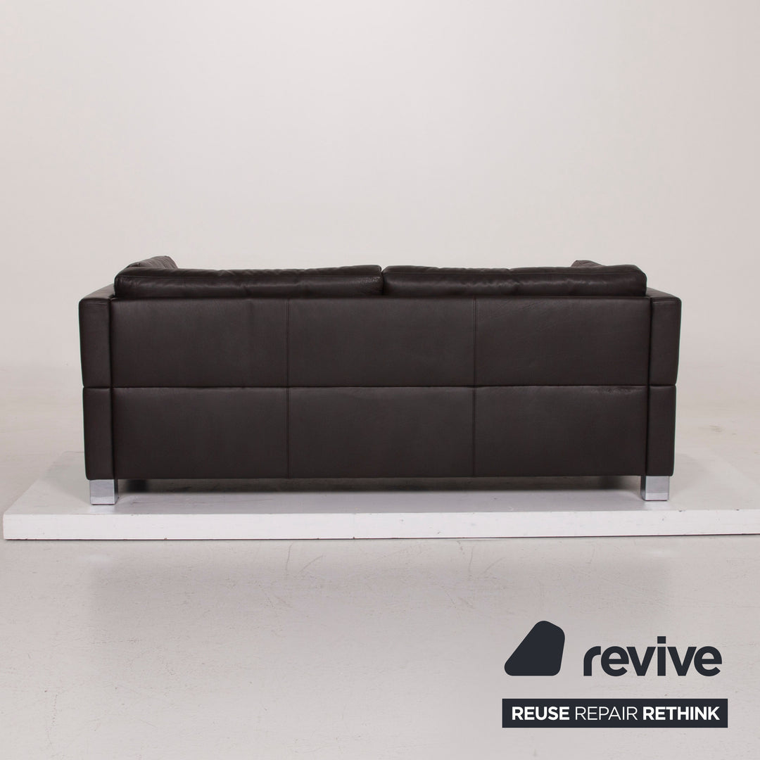 Brühl Carrée Leder Sofa Schwarz Dreisitzer #15041