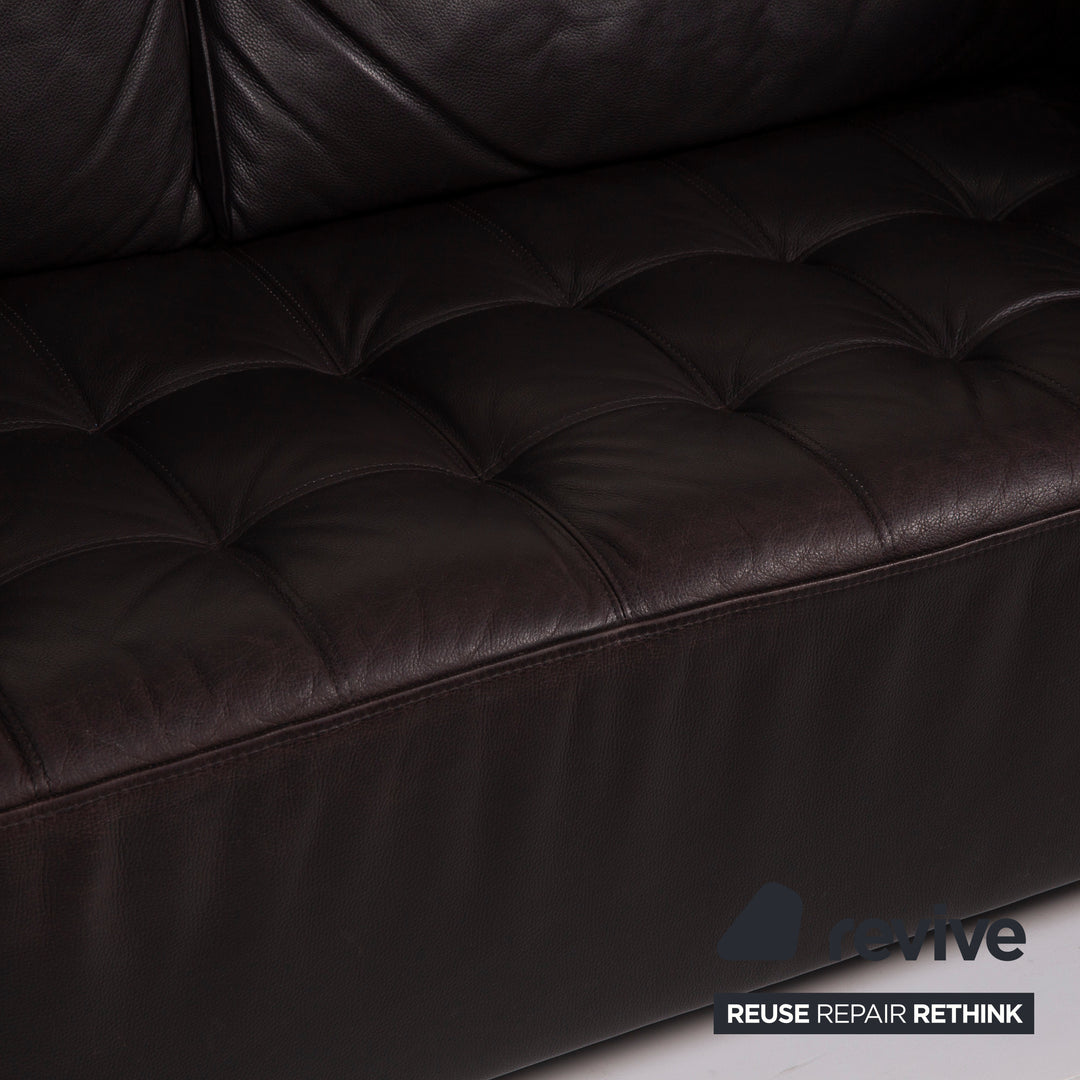 Brühl Carrée Leder Sofa Schwarz Dreisitzer #15041
