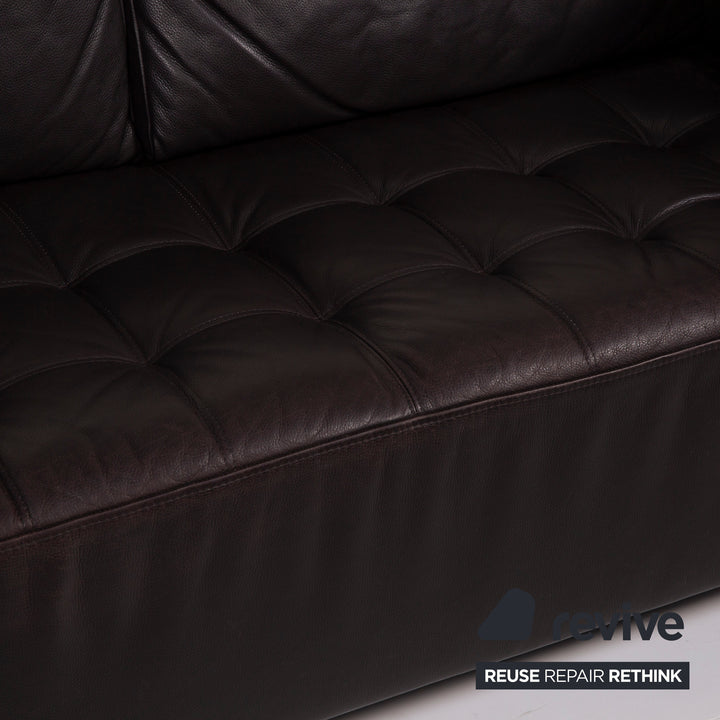 Brühl Carrée Leder Sofa Schwarz Dreisitzer #15041