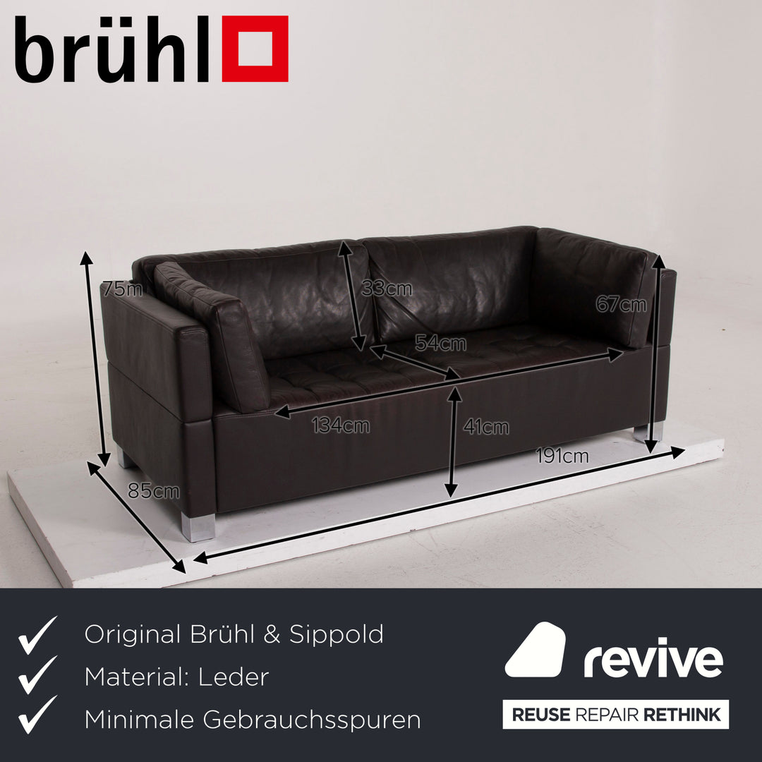 Brühl Carrée Leder Sofa Schwarz Dreisitzer #15041