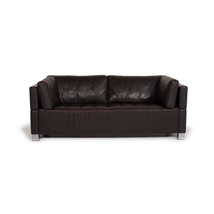 Brühl Carrée Leder Sofa Schwarz Dreisitzer #15041