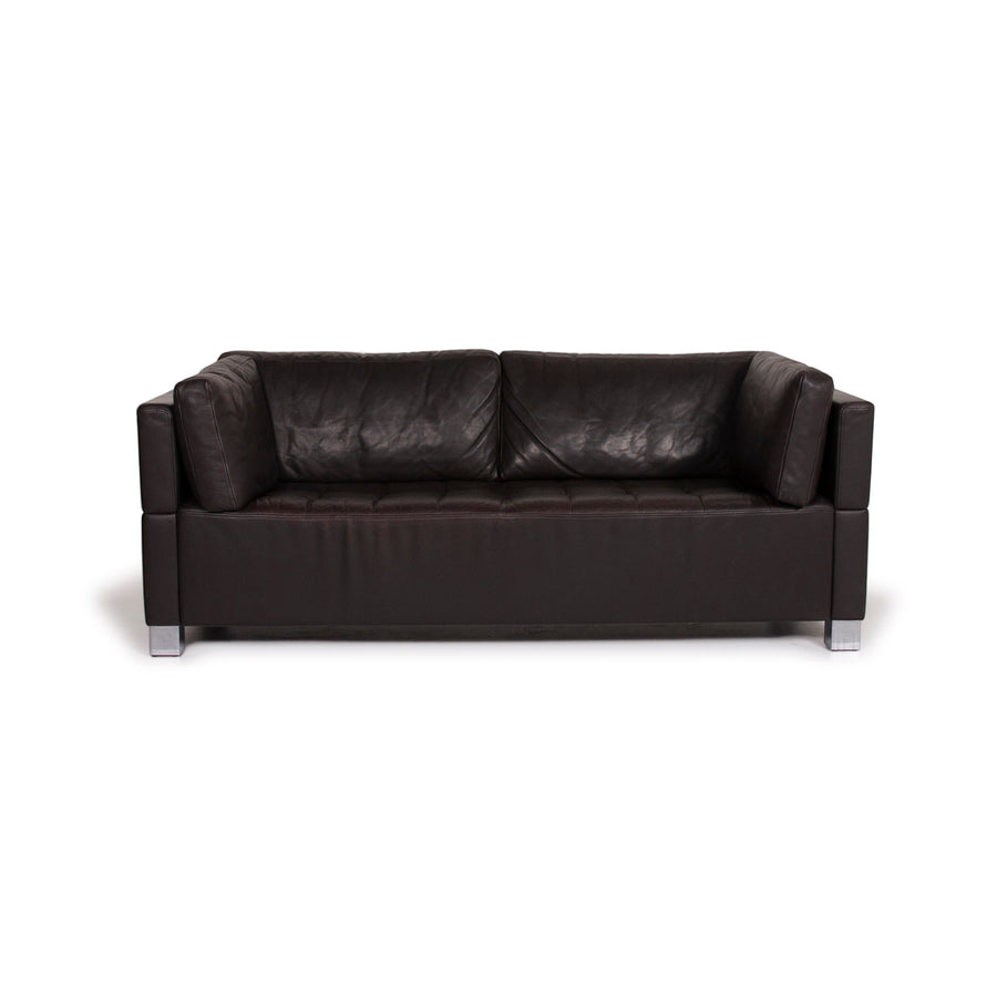 Brühl Carrée Leder Sofa Schwarz Dreisitzer #15041