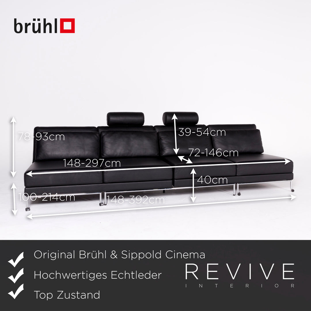 Brühl Cinema Designer Leder Ecksofa Schwarz Echtleder Sofa Couch Schlafsofa Funktion Schlafcouch #8362
