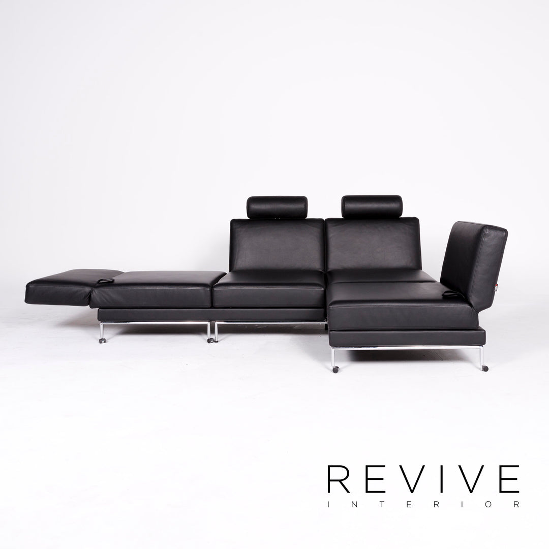 Brühl Cinema Designer Leder Ecksofa Schwarz Echtleder Sofa Couch Schlafsofa Funktion Schlafcouch #8362