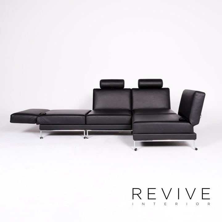 Brühl Cinema Designer Leder Ecksofa Schwarz Echtleder Sofa Couch Schlafsofa Funktion Schlafcouch #8362