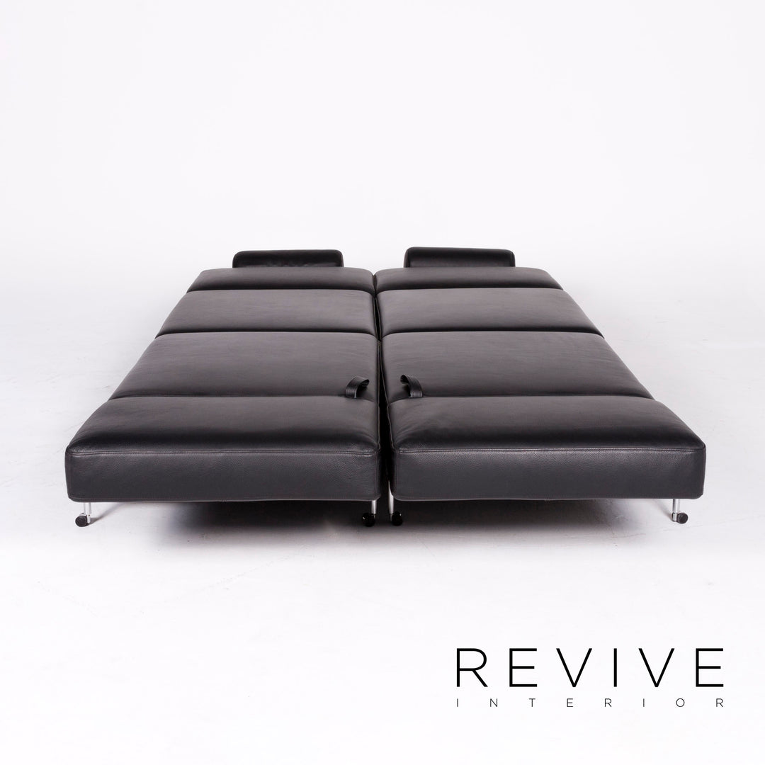 Brühl Cinema Designer Leder Ecksofa Schwarz Echtleder Sofa Couch Schlafsofa Funktion Schlafcouch #8362