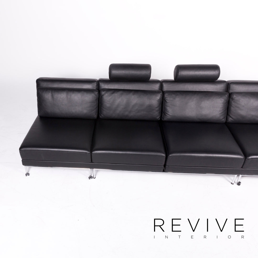 Brühl Cinema Designer Leder Ecksofa Schwarz Echtleder Sofa Couch Schlafsofa Funktion Schlafcouch #8362