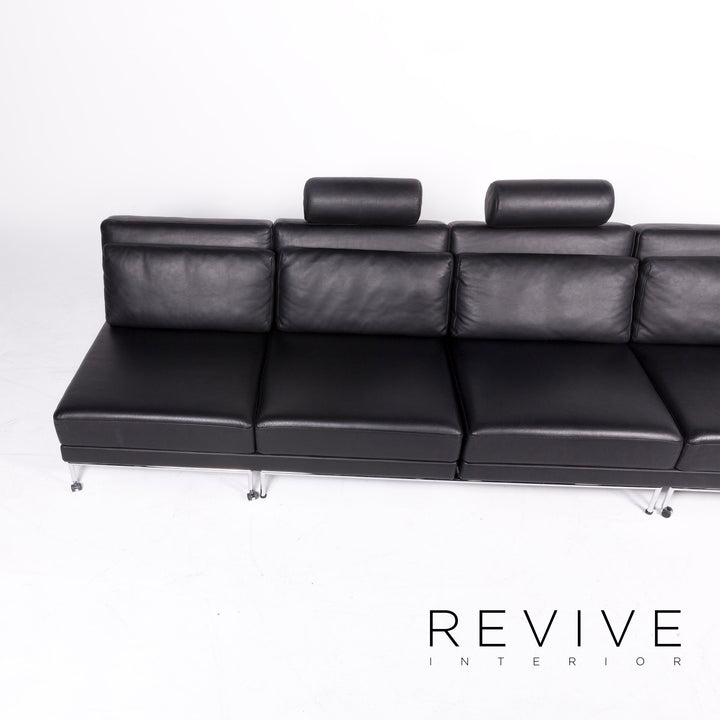 Brühl Cinema Designer Leder Ecksofa Schwarz Echtleder Sofa Couch Schlafsofa Funktion Schlafcouch #8362
