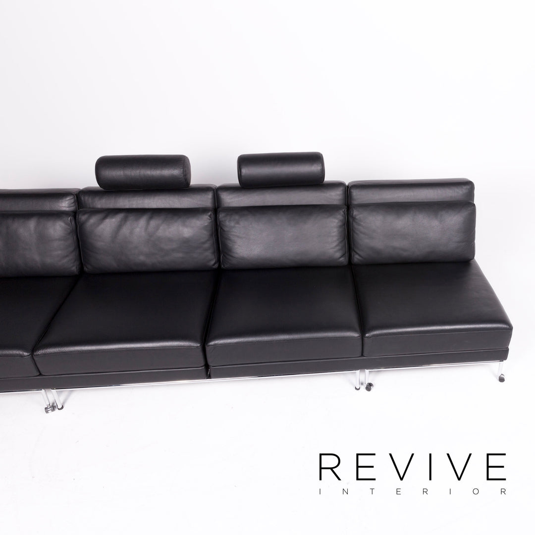 Brühl Cinema Designer Leder Ecksofa Schwarz Echtleder Sofa Couch Schlafsofa Funktion Schlafcouch #8362