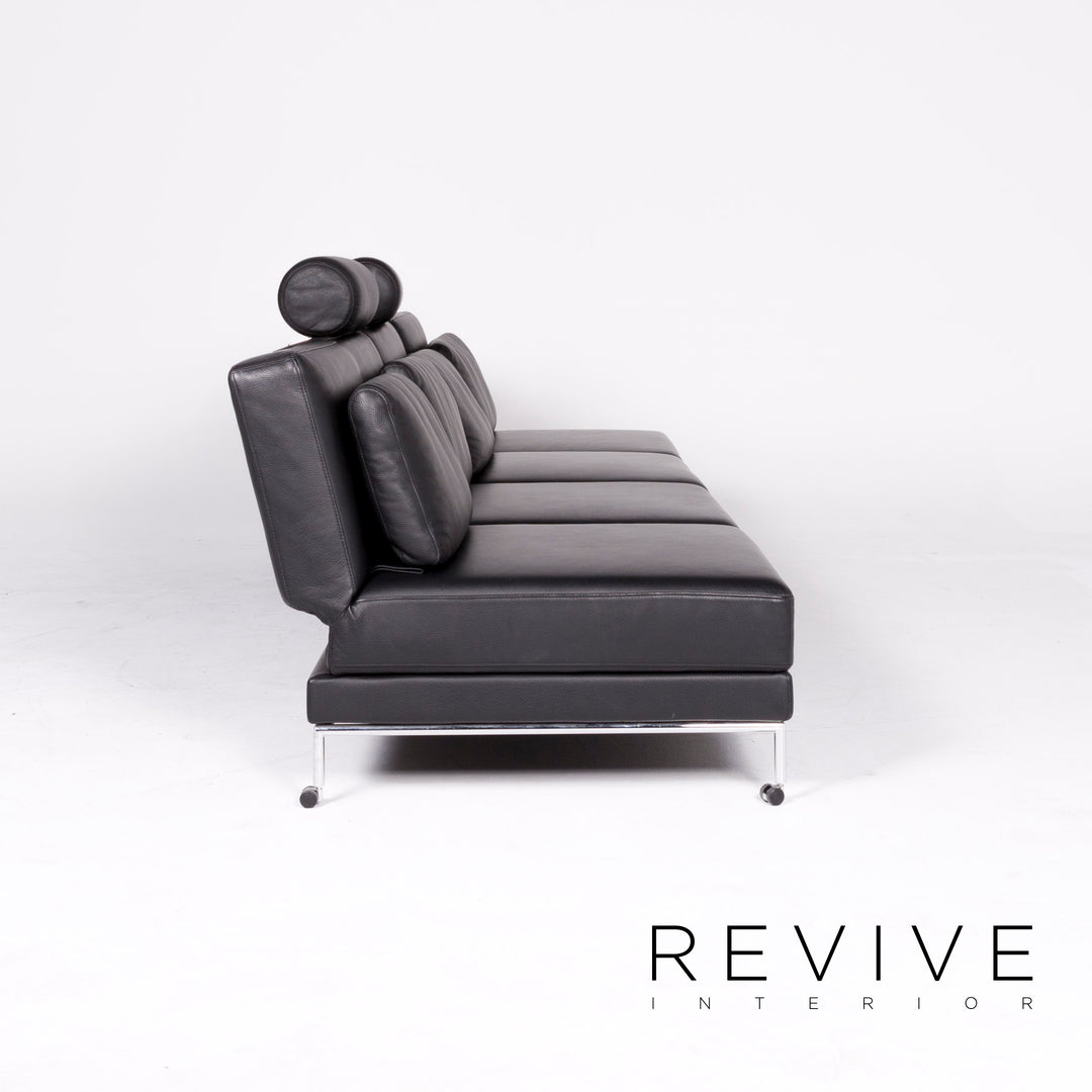 Brühl Cinema Designer Leder Ecksofa Schwarz Echtleder Sofa Couch Schlafsofa Funktion Schlafcouch #8362