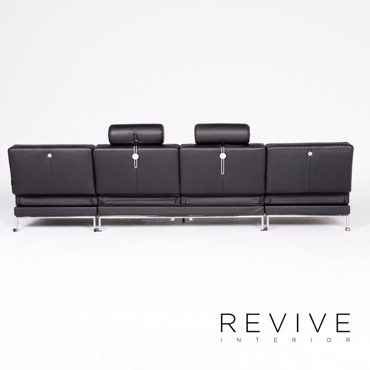 Brühl Cinema Designer Leder Ecksofa Schwarz Echtleder Sofa Couch Schlafsofa Funktion Schlafcouch #8362