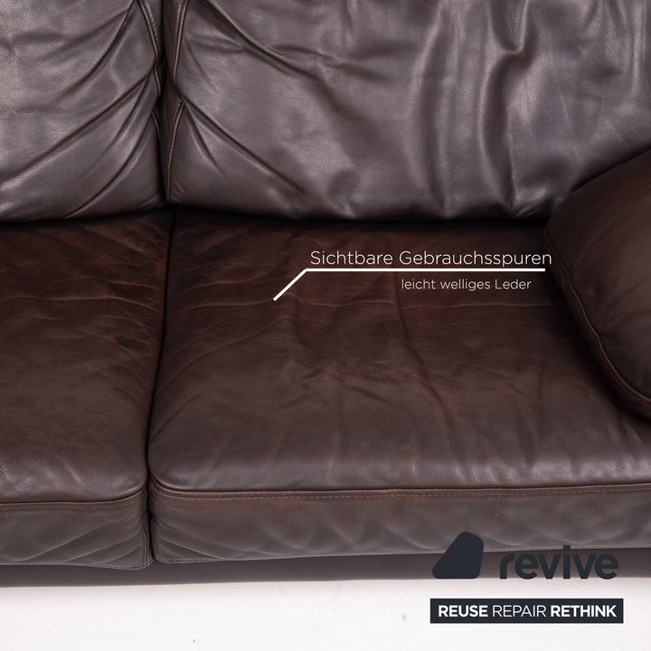 Brühl & Sippold Classic 3 Leder Sofa Braun Dunkelbraun Dreisitzer Couch #15634