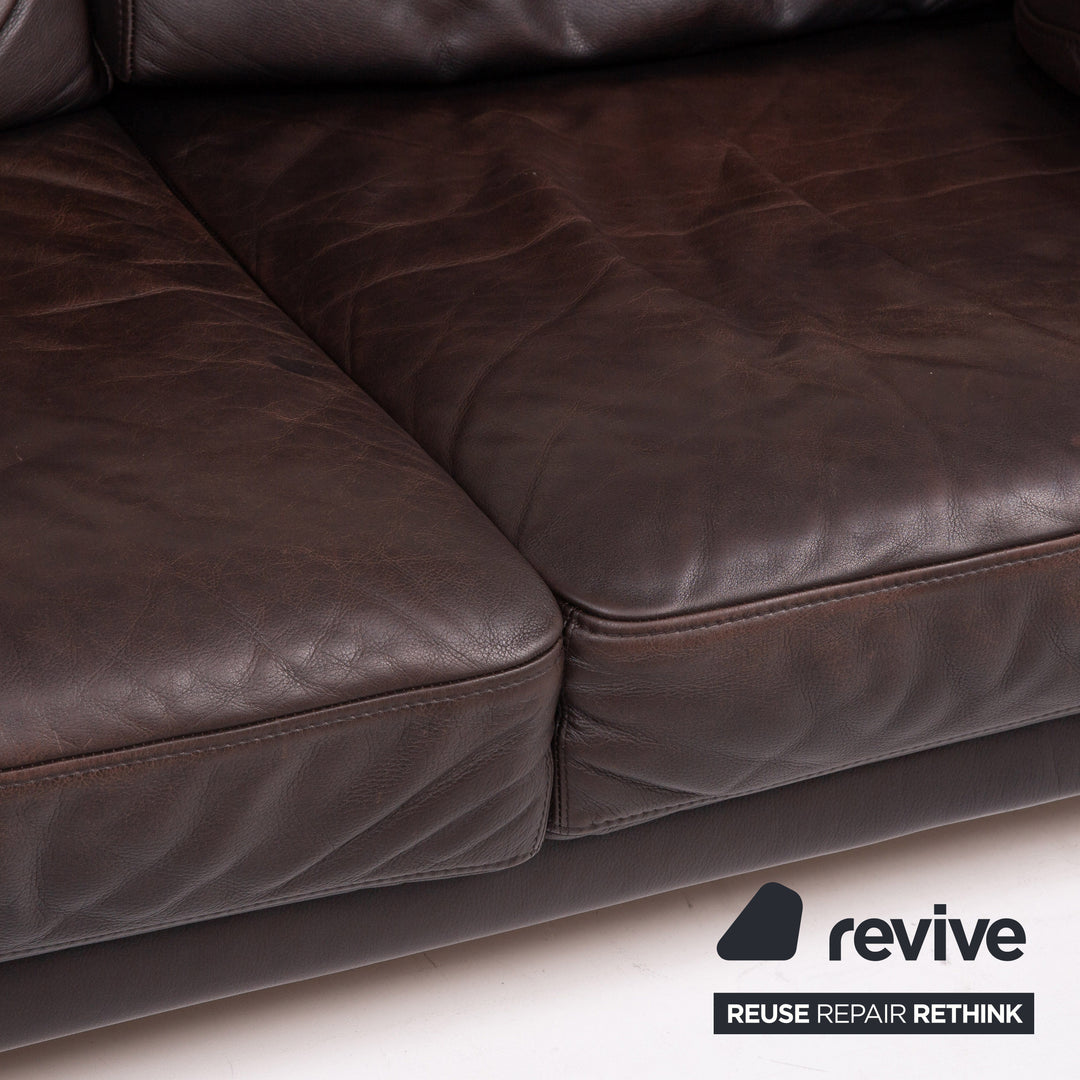 Brühl & Sippold Classic 3 Leder Sofa Braun Dunkelbraun Dreisitzer Couch #15634