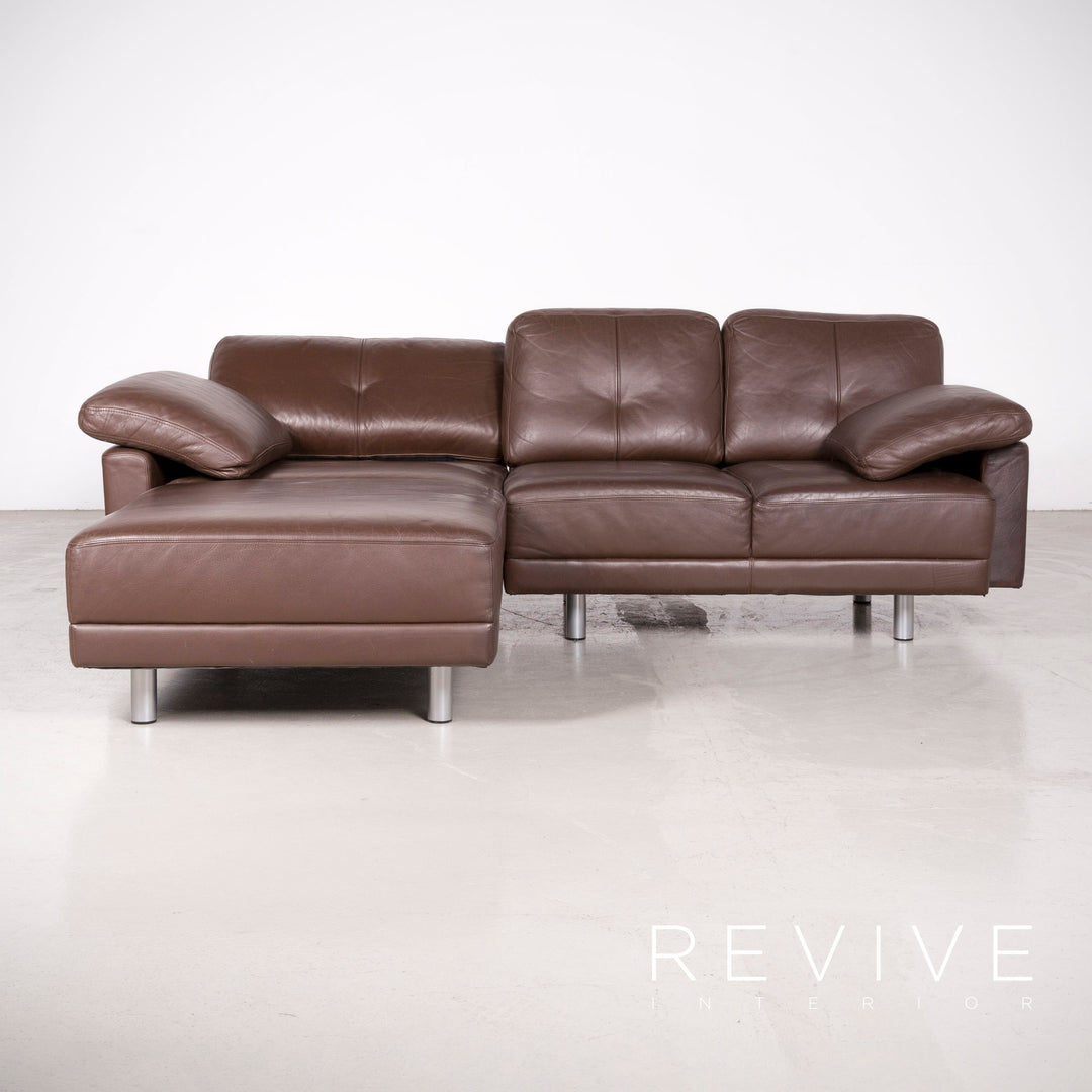 Brühl Designer Leder Ecksofa Garnitur Braun Echtleder Sofa Couch #7583