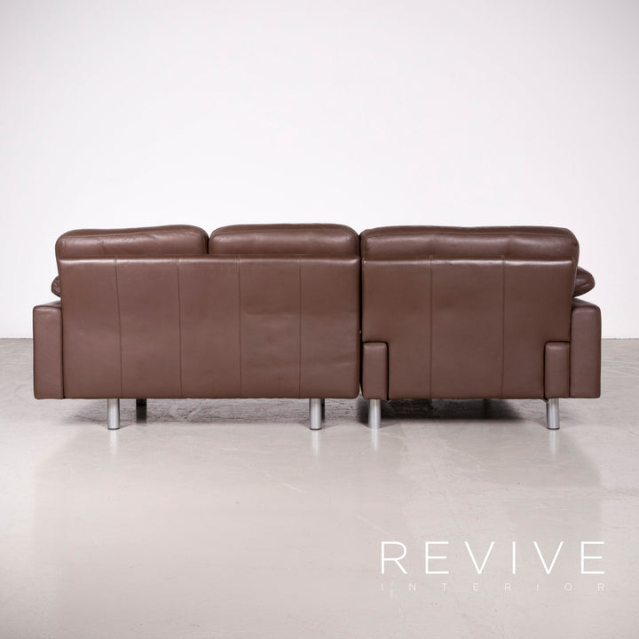 Brühl Designer Leder Ecksofa Garnitur Braun Echtleder Sofa Couch #7583